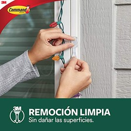 Command 3M, Ganchos Organizadores de Cables Removibles para Exteriores, Transparentes, 16 und por paquete, Organiza sin dañar tus paredes