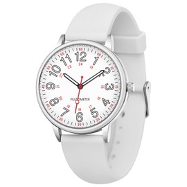 IBSO Nurse Watch for Nurse Medical Professionals Men Women Easy to Read Dial Wristwatches Silicone Band Second Hand Watches (102 White)