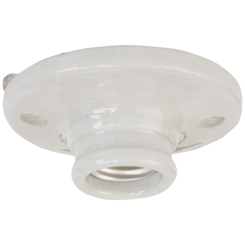 Leviton Porcelain Keyless Ceiling Lampholder, 3-3/4", 9874, White