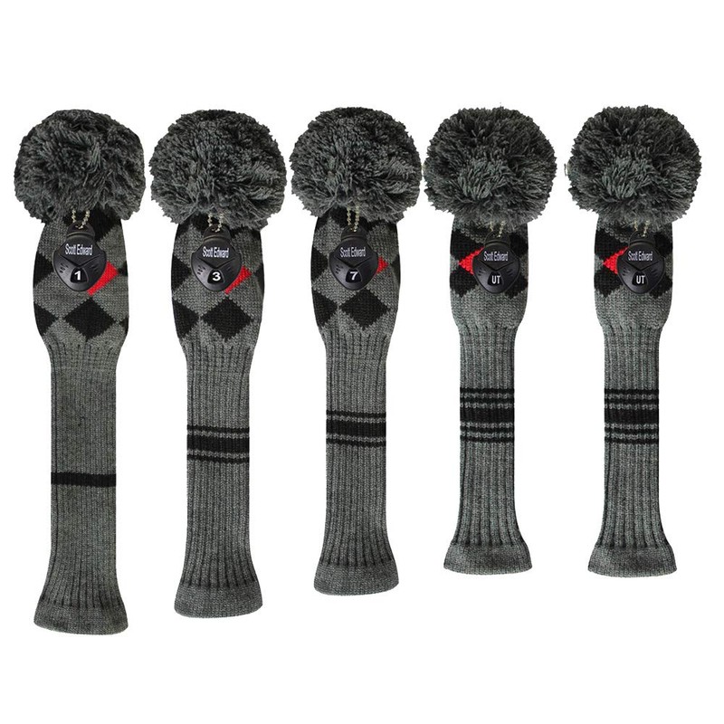 Scott Edward Golf Headcovers 5Pcs for Driver*1 Fairway*2 Hybrid*2,Knitted Elastic