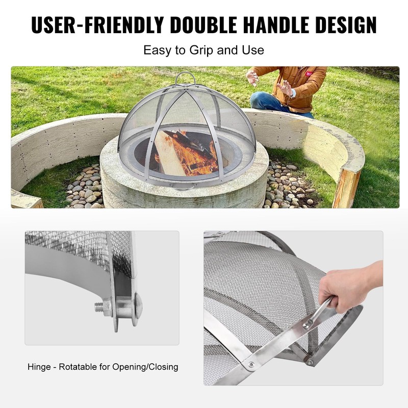 VEVOR Firepit Spark Screen Lid, 36" Diameter, Outdoor Firepit Ring
