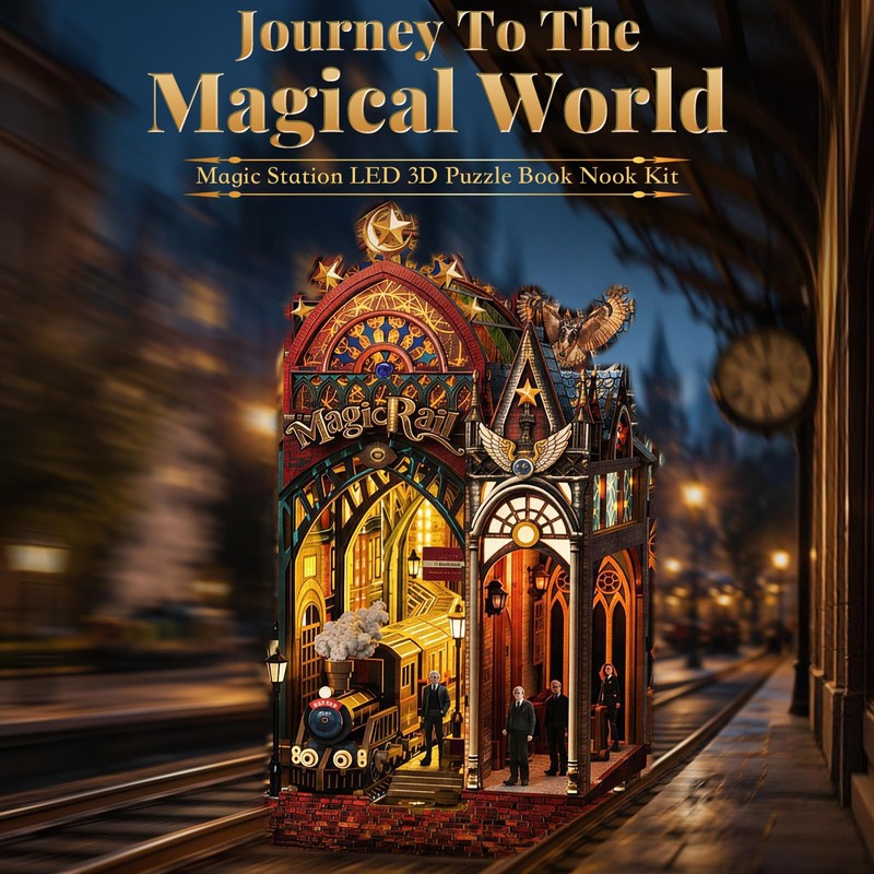 3D Wooden Puzzles Book Nook Kit Magic Train Station