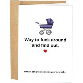 Naixiwen Funny Baby Shower Card for Girl Boy, Lovely New Baby Congratulations Card, Congrats on Pregnancy Card for New Mom Dad Parents, Way to F Around and Find Out