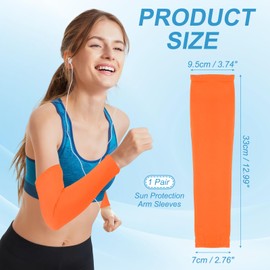 YELARXI Sun Protection Arm Sleeves for Men and Women, Compression Cooling Sun Sleeves to Cover Arms-Fitting for (Sports - Workout- Golf-Basketball), M & 1Pair & Spandex & Orange Yellow