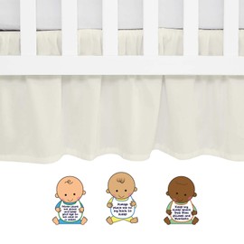 Ivory Crib Skirt Dust Ruffle, 100% Natural Cotton-Nursery Crib-Toddler Bedding Skirt for Baby Girls or Boys, 14" Drop