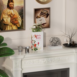 Holy Bible Book Vase for Flowers - Unique Cute Modern Decorative Ceramic Vases Home Decor, Table Centerpiece Decorations for Coffee, Bookshelf Bookends Book Lovers and Christian Gifts (White Pink)