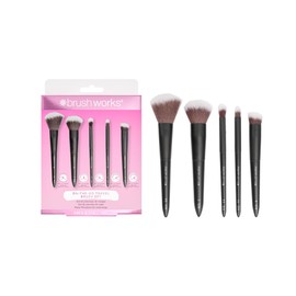 Brushworks On The Go Travel Makeup Brush Set – Mini Face & Eye Brushes for Foundation, Powder & Eyeshadow - Blending, Buffing & Touch-Ups Anywhere - Vegan & Cruelty Free