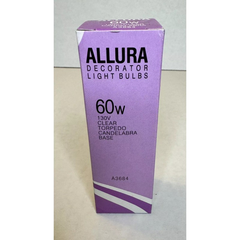 ALLURA A3684 Decorator Light Bulb 60w 130v clear candelabra base