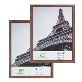 FrameWorks 18”x24” Wooden Poster Frame, Classic Dark Oak Matte Edged Frames w/Shatterproof Acrylic Glass, Photos, Posters, Prints, Wall Decor – Home, Office, Gallery Display - Dark Oak - 2 Pack