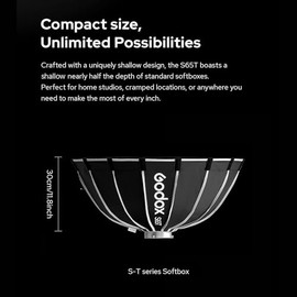 GODOX Godox S65T 65cm/25.6in Quick Release Umbrella Softbox Professional Foldable Softbox with Standard Bowen Mount & Diffusers for Photography Studio Photography (65cm/25.6in Softbox)