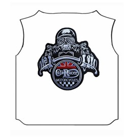 SUMA SHOP Motorcycle Cafe Racer Skull Helmet Patch Embroidered Thermal Patch 20.5x19.5 Replica