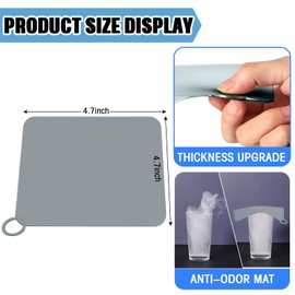 Yinkin 6 Pcs Shower Drain Cover Floor Drain Cover to Keep Bugs Out Silicone Tub Stopper Sewer Anti-Odor Mat Deodorizing Plugs for Bathroom Kitchen Laundry(Grey,5.79 x 5.79 Inch)