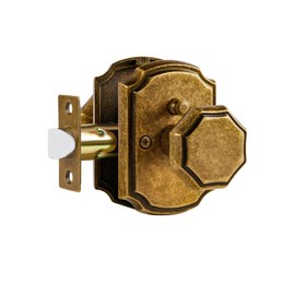 SORWDUERM 1 Pack Antique Brass Door Knobs Interior Privacy Door Knob with Lock for Bedroom and Bathroom,Zinc Alloy