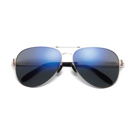 Classic Premium Aviator Sunglasses for Men and Women, Matte Grey Frame with Polarized Blue Lenses, Full UV Protection