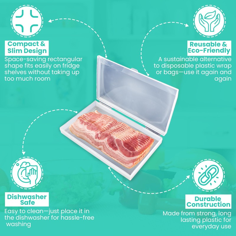 Iconikal Bacon Saver Deli Meat Storage Container 1-lb Capacity 11x6.5-Inch