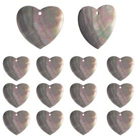 SUNNYCLUE 1 Box 20Pcs Shell Heart Charms Seashell Charms Bulk Natural Black Lip Hawaii Sea Flat Summer Love Beach Ocean Pendants for Jewelry Making Supplies DIY Craft Necklace Bracelet Earring Women