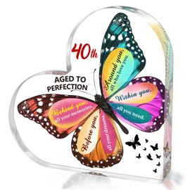 SUEHHYY 40th Birthday Gifts for Women, Acrylic Heart Sign Birthday Decorations Presents, 40 Year Old Bday Gifts for Mom, Aunt, Grandma, Sister, Best Friends, Wife, Her