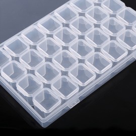 28 Grids Storage Box, Diamond Painting Boxes, Clear Plastic Jewelry Box Organizer with Adjustable Dividers, Weekly Pill Organizer Travel 7 Days Pill Box 28 Compartments 4 Times a Day