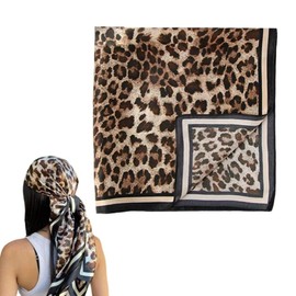 Leopard Print Scarf for Women Silk Hair Scarf Headband Bandana Scarf Top for Women Leopard Handbag Handle Ribbon Scarf for Bag Purse Scarf Square Satin Head Wrap Scarf for Women Christmas Xmas Gifts
