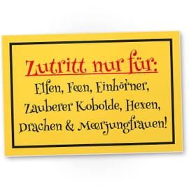 DankeDir! Zutritt nur für Elfen Feen Einhörner - 30 x 20 cm Schild - Geburtstagsgeschenk für Sie Türschild lustiger Spruch - Geschenkidee Partydeko Geschenk Freundin Party Deko