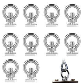 Pack of 10 Ring Nuts M8, Ring Bolts M8 × 20 mm 304 Stainless Steel Ring Eyelets with 10 T-type Screw for Trailer Lifting Accessories Ornaments Flower Pots Swing Stand etc
