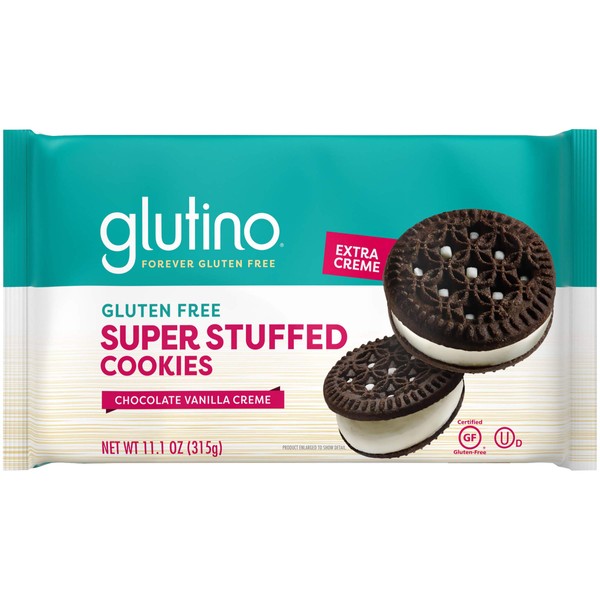 Glutino Super Stuffed Chocolate Vanilla Cream Cookie, 11.1 Ounce