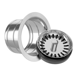 EXAKEY Extended Garbage Disposal Flange and Strainer Stopper, Sink Drain Deep Flange with Stopper for Garbage Disposal Fit Universal 3-1/2 Inch Standard Sink Drain Opening Stainless Steel Brushed