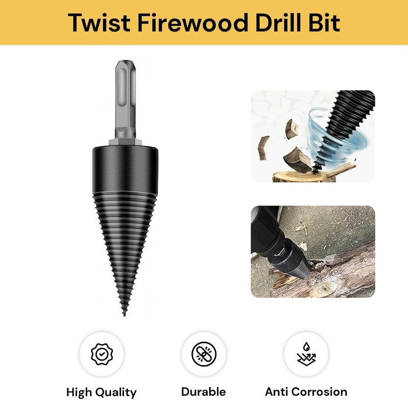 EZONEDEAL 32mm Firewood Log Splitter Wood Splitter Drill,Heavy Duty Drill