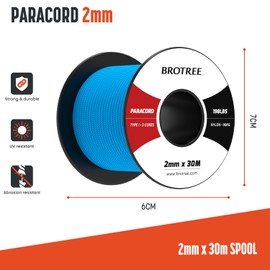 Brotree, parachute cord, nylon rope with 3 strands, tear-resistant, core coat rope (standard, reflective)