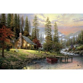 Schmidt Spiele 58455 Jigsaw Puzzle 500 Pieces Multi-Coloured by Thomas Kinkade House in the Mountains