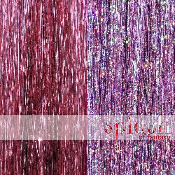 40" Shiny & Sparkle Hair Tinsel Set, 200 Strands (Charm Pink/Mauve Mist)