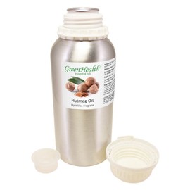Nutmeg – 16 fl oz (473 ml) Aluminum Bottle w/Plug Cap – 100% Pure Essential Oil – GreenHealth