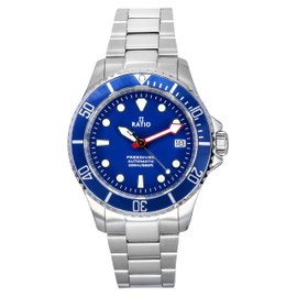 RATIO FreeDiver Sapphire Crystal Diver Watch Japanese Automatic Dive Watch 200m Water Resistant Diving Watch for Men (Blue)