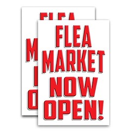 Flea Market Now Open Rd (24" X 36") Vinyl Decal Only (Pack of 2) |Sign|Sticker|Poster