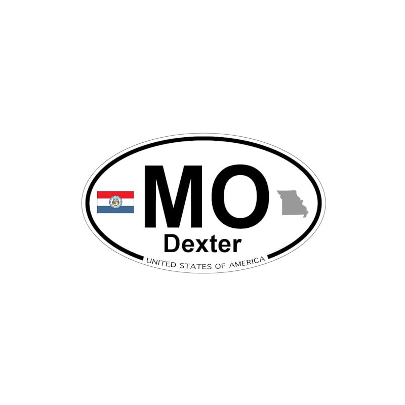 US Decal, Inc. Dexter, Missouri Oval Sticker with State Flag