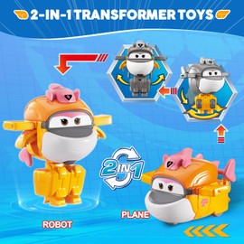 Super Wings Transformable Toys, 2 in Tiki Robot Transforming Action Figures, 2-in-1 Mode Robot Toys for Boys Girls 4-6 6-8, Fun Plane Toys for Boys Toddlers Kids Age 3 4 5 6 7 8
