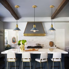 LBSQJ Nordic Macaron Pendant Light Modern Cone Pendant Lighting Minimalist Metal Gray Pendant Light Fixture for Kitchen Island Dining Room Bedroom Hallway(3-Pack)