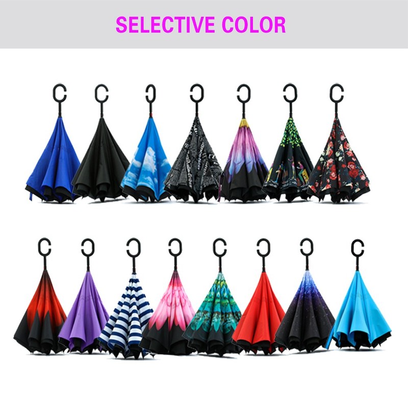 SIEPASA Spar. Saa Double Layer Inverted Umbrella with C-Shaped Handle,