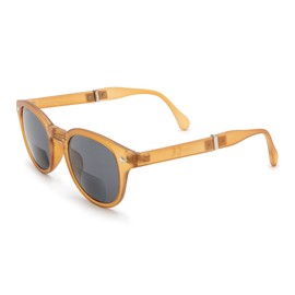 VITENZI Foldable Bifocal Sunglasses for Men and Women - Folding Reader Sunglasses - Retro Reading Sun Glasses with Built In Readers - Fano in Crystal Brown 2.00