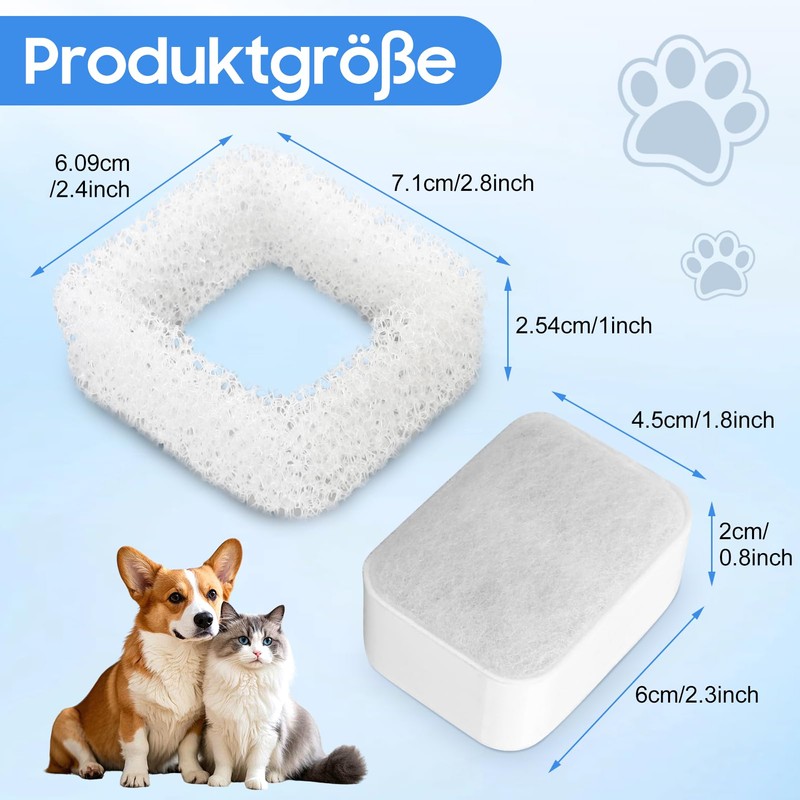 Fydun Pet Fountain Water Feeder Filters, 5Pcs Incl 4 Activated