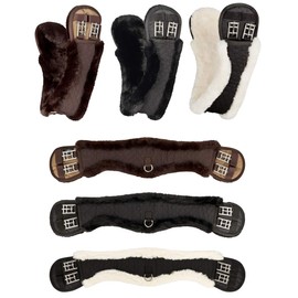 Equinate Moon Girth Anatomical with Synthetic Lambskin Short Girth Saddle Girth Dressage Girth 60 cm Brown