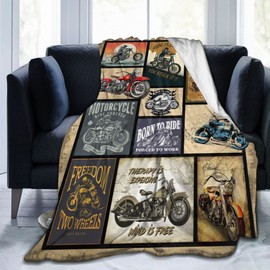 Motorcycle Blanket Gifts for Men and Women Throw Blanket for Couch Sofa Bed Plush Throw Fleece Blanket Soft Cozy Bedding for Kids and Adults Bedroom Size 60"x50"