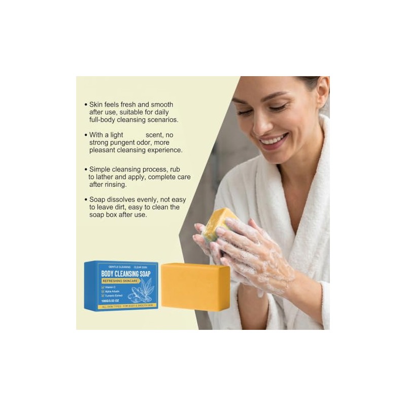 soap corporal limpiador cúrcuma, iluminadora con alfa-arbutina vitaminaC (2pcs)