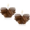 unixmoment Bohemian Big Pearl Fabric Flower Fringe Dangle Drop Earrings
