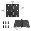 goldenwarm 24Pack Matte Black Door Hinges 3.5 Inch Rounded Interior