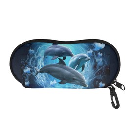 Upetstory Dolphin Glasses Case Soft Eyeglass Cases Lightweight Sunglasses Pouch Eyeglasses Sleeve Zipper Bag Coin Purse for Outdoor Office Travel
