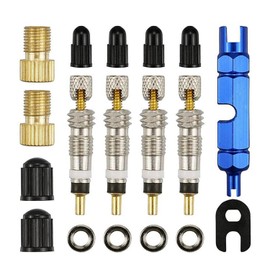 Super Valve [Set of 18] French Valve Replacement Kit, Valve Core Tool, Repair Tool, Alloy Valve Core, Tubeless Replacement Core Removal Tool, Puncture Prevention, For Bicycle Tire Applications