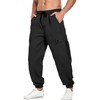 YYA Men's Streetwear Cargo Pants with Flap Pockets & Drawstring