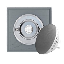 Modern Living Square Wireless Doorbell in Grey Ash and Brushed Nickel - Nickel Press - Plug in F5R-Recordable
