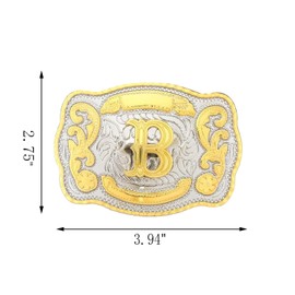 xinqida Fashion Cowboy Belt Buckles for Men Initial Letters A to Z Western Belt Buckle,Gold